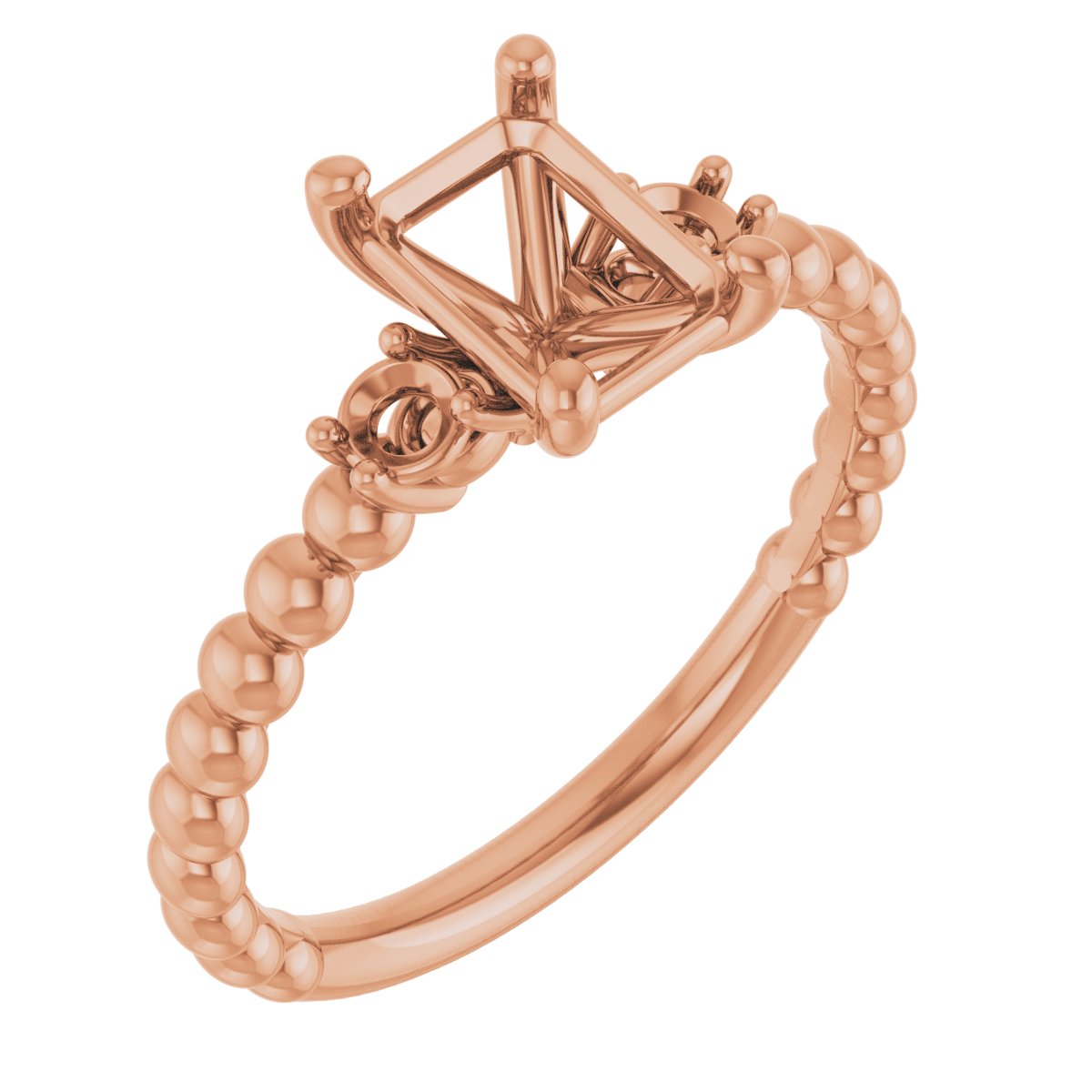 Three-Stone Beaded Engagement Ring