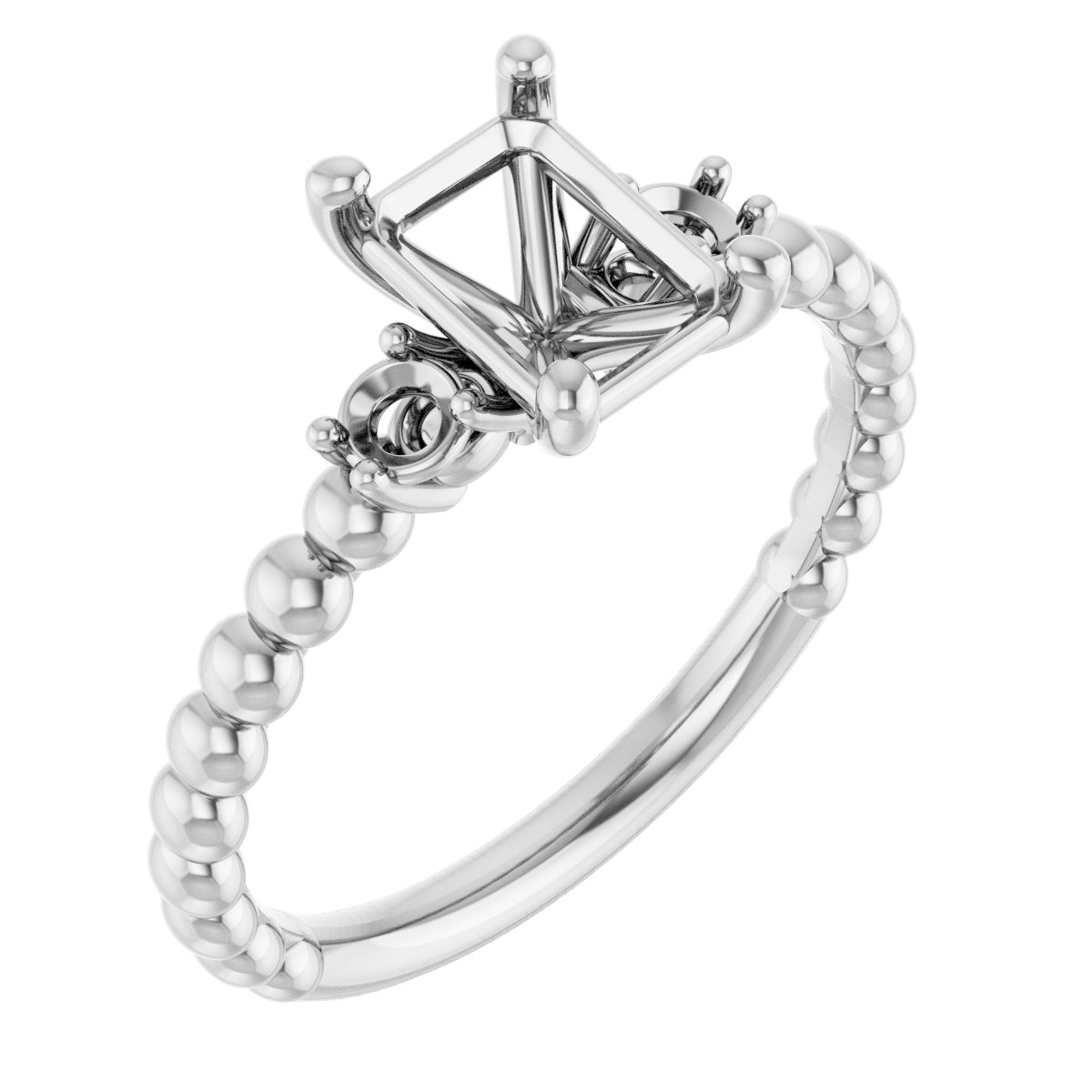 Three-Stone Beaded Engagement Ring