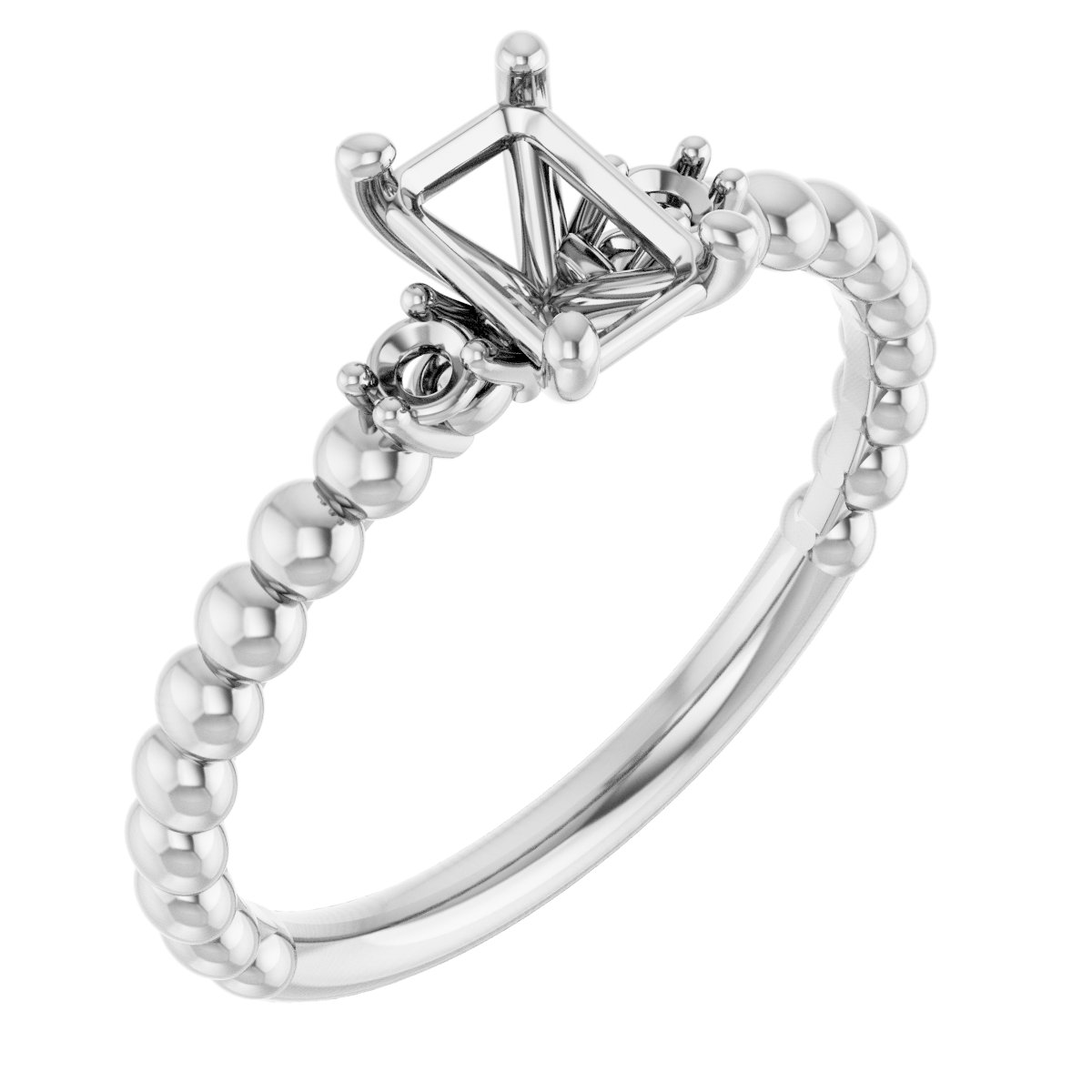 Three-Stone Beaded Engagement Ring