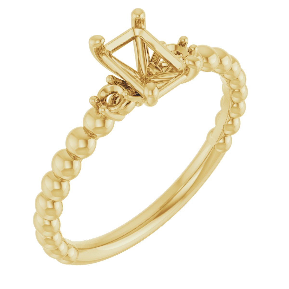 Three-Stone Beaded Engagement Ring