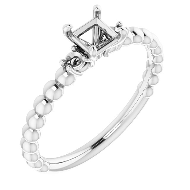 Three-Stone Beaded Engagement Ring