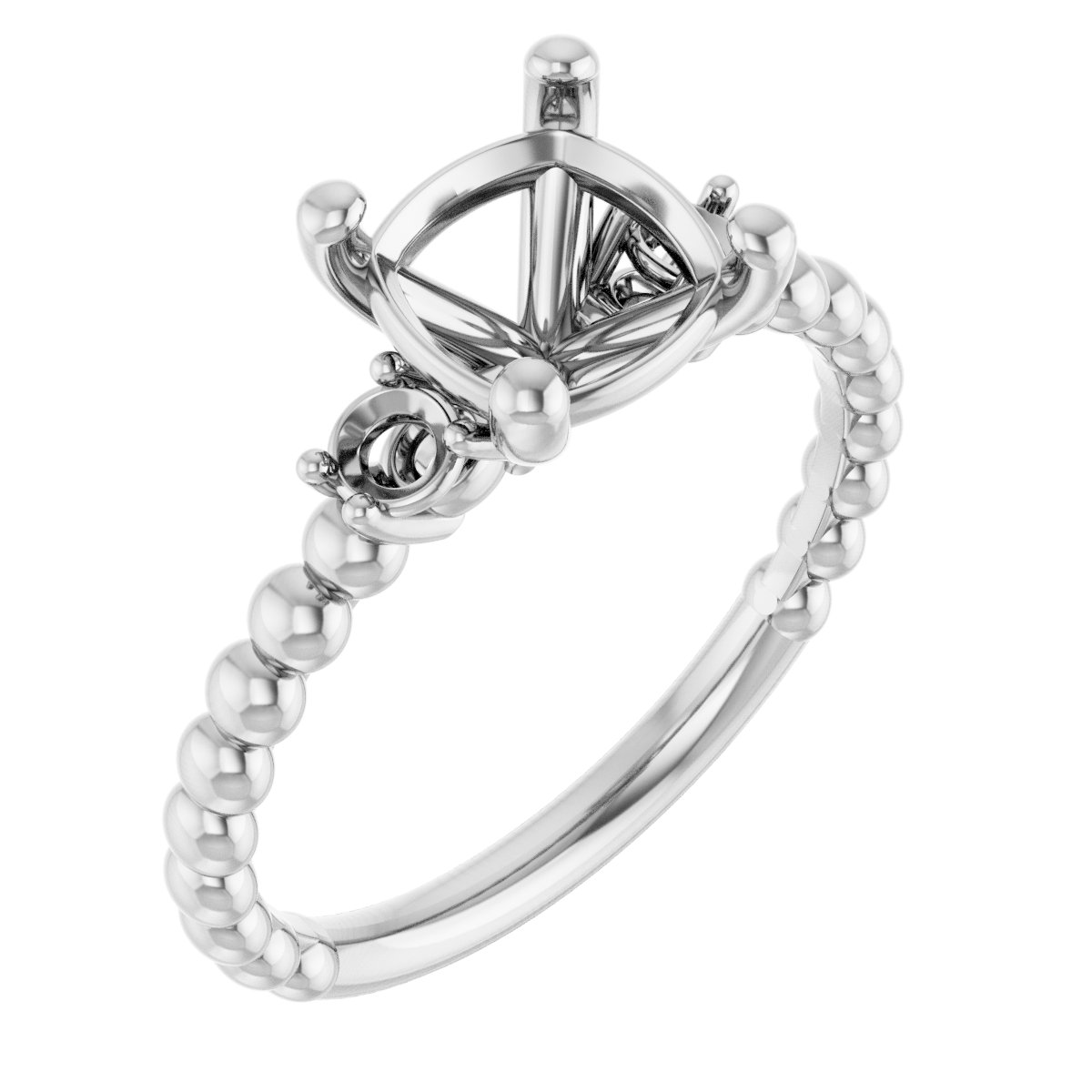Three-Stone Beaded Engagement Ring