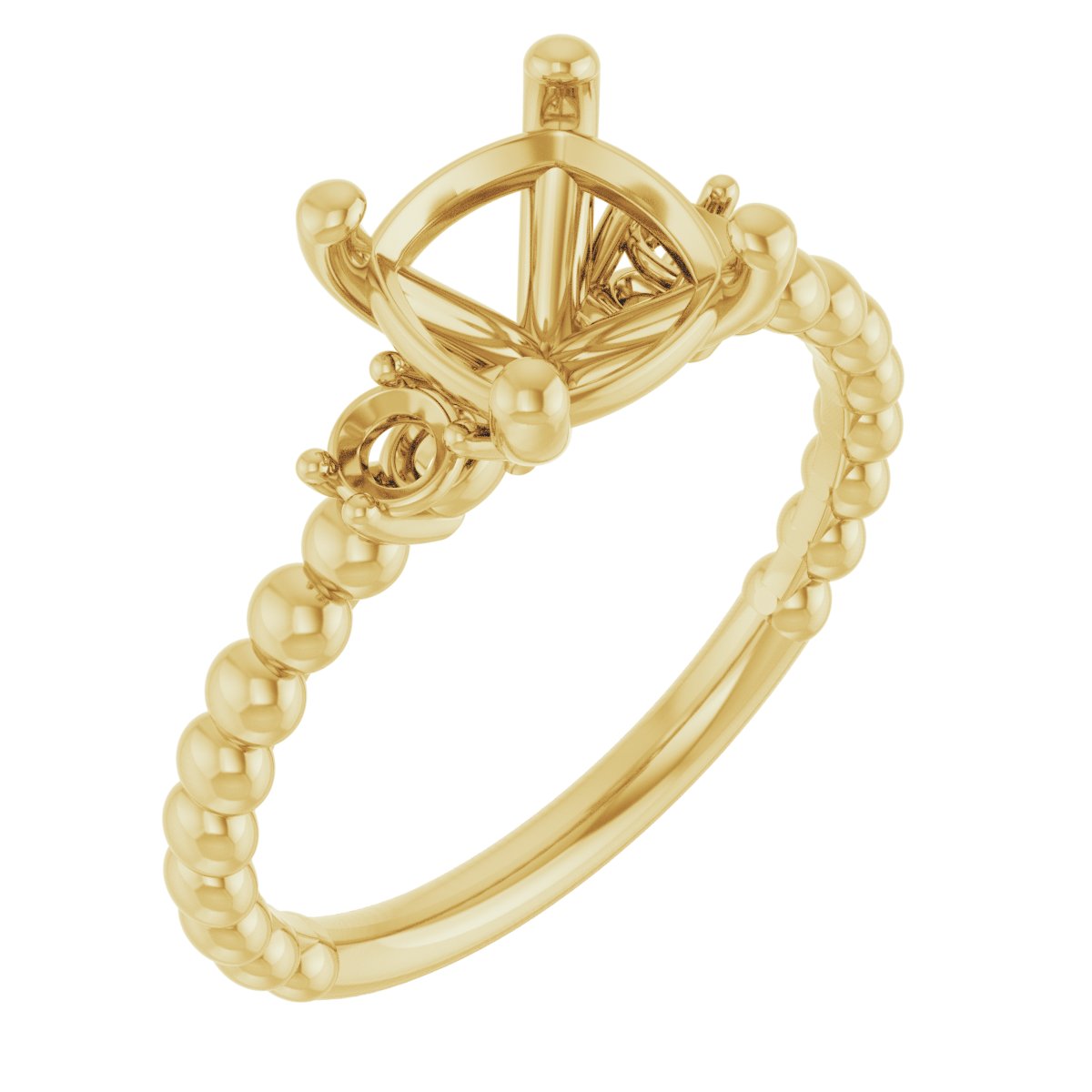 Three-Stone Beaded Engagement Ring