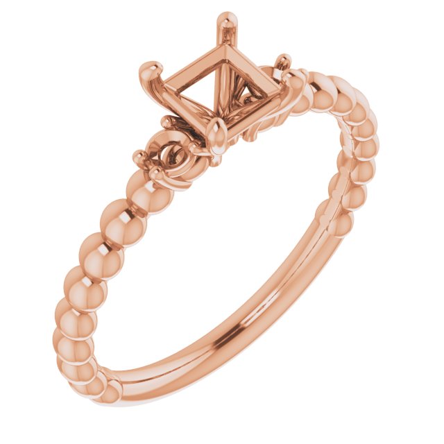Three-Stone Beaded Engagement Ring