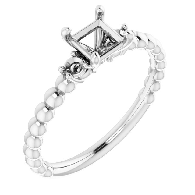 Three-Stone Beaded Engagement Ring
