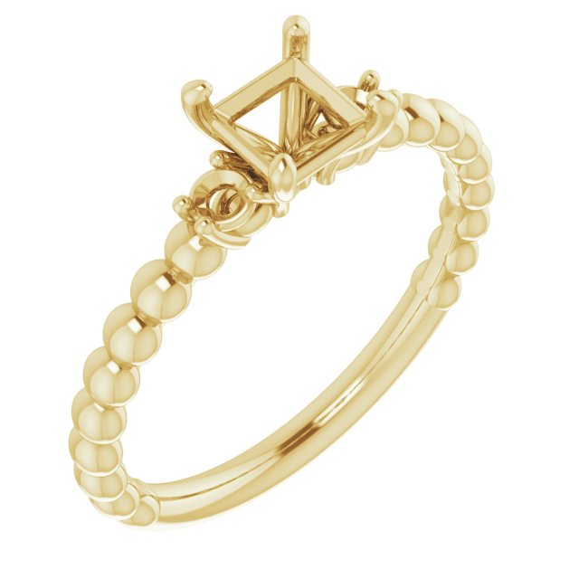 Three-Stone Beaded Engagement Ring