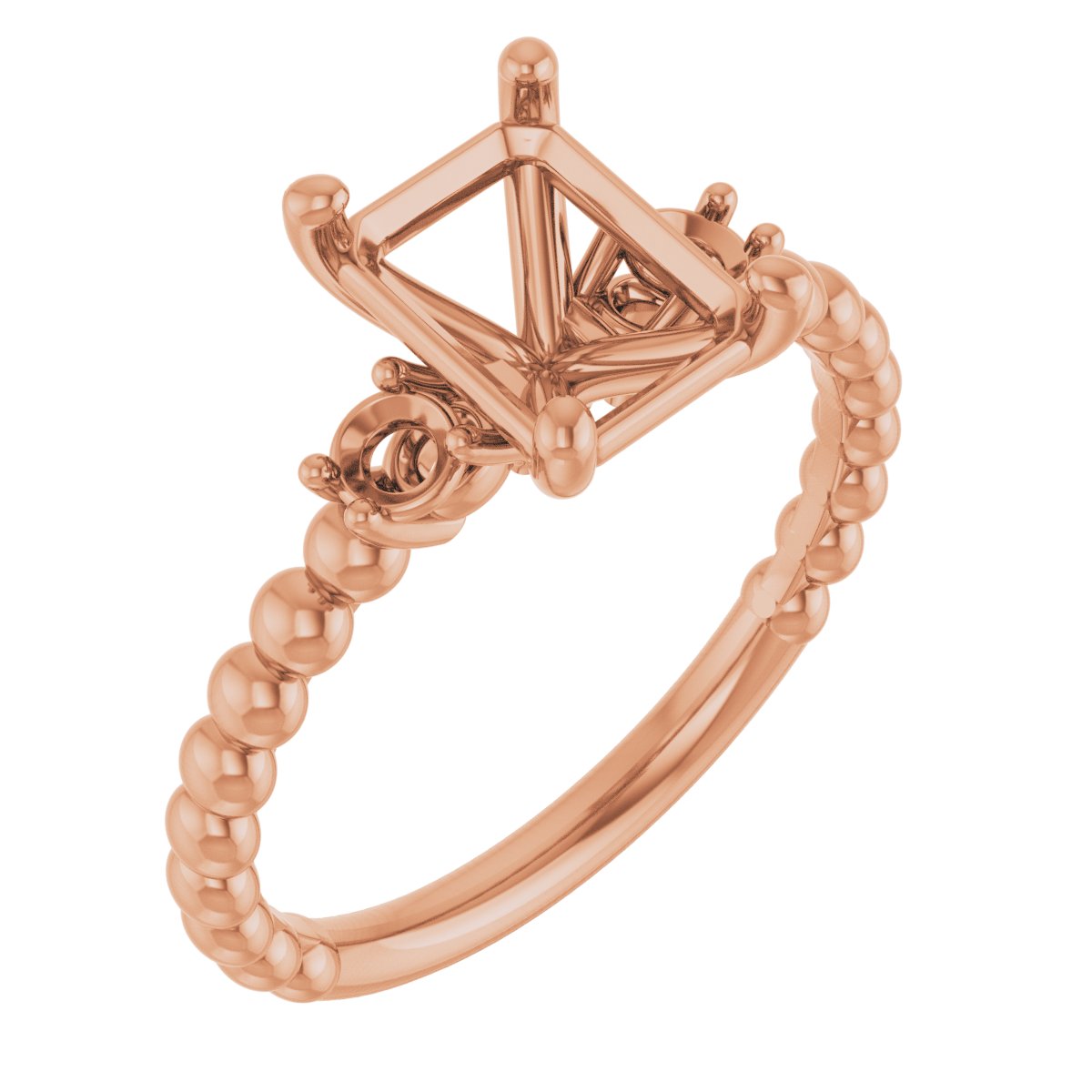 Three-Stone Beaded Engagement Ring