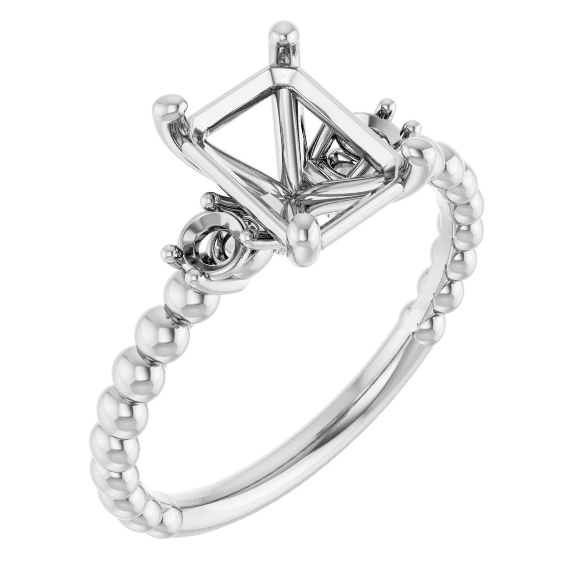 Three-Stone Beaded Engagement Ring