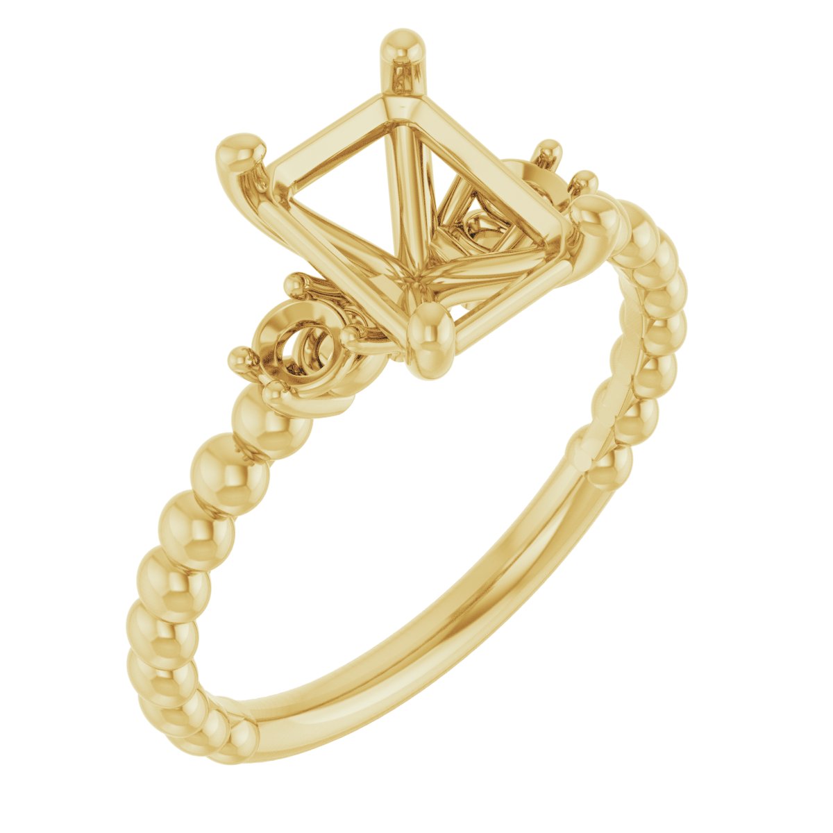 Three-Stone Beaded Engagement Ring