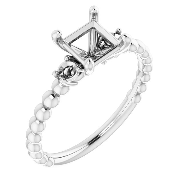Three-Stone Beaded Engagement Ring