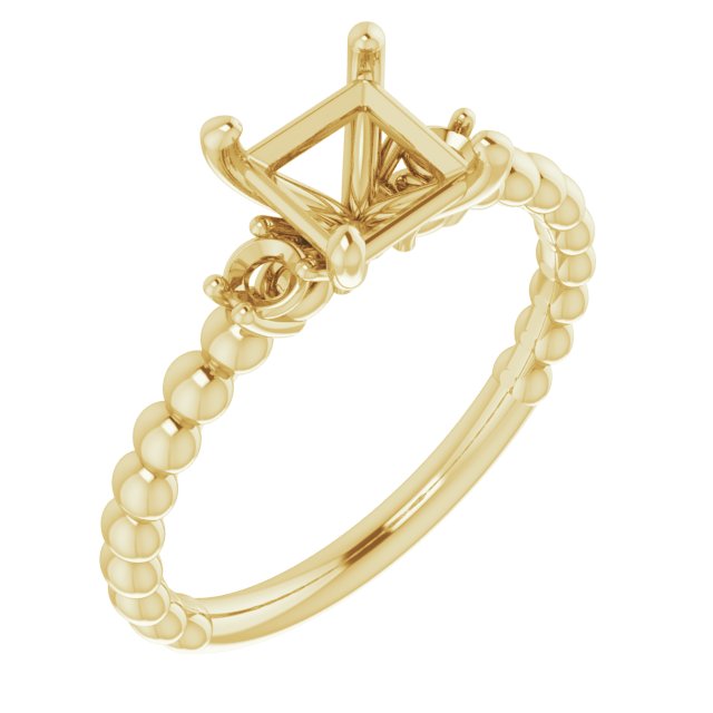 Three-Stone Beaded Engagement Ring