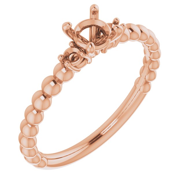 Three-Stone Beaded Engagement Ring