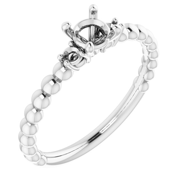 Three-Stone Beaded Engagement Ring