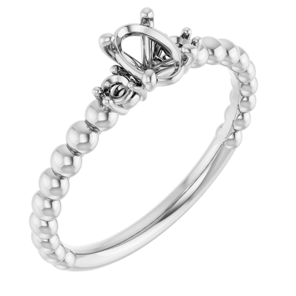 Three-Stone Beaded Engagement Ring