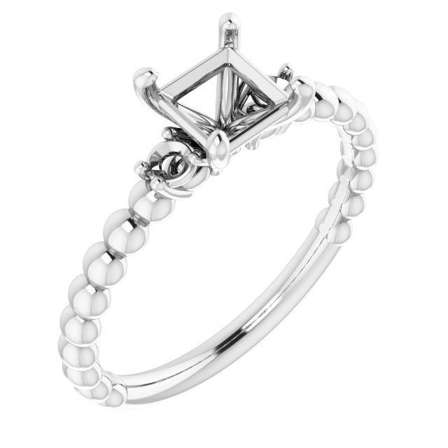 Three-Stone Beaded Engagement Ring