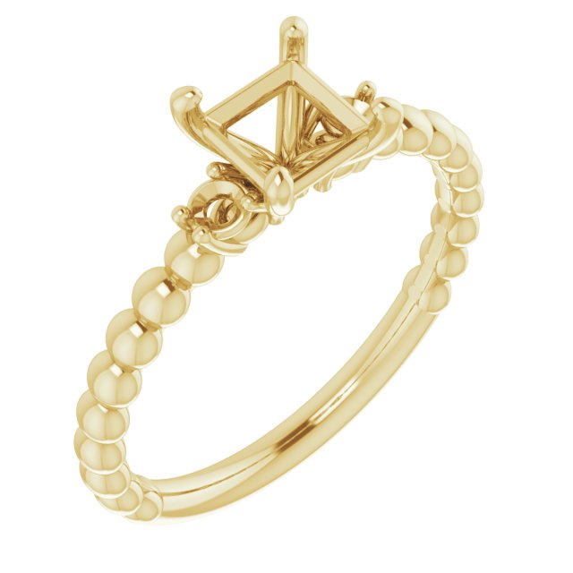 Three-Stone Beaded Engagement Ring