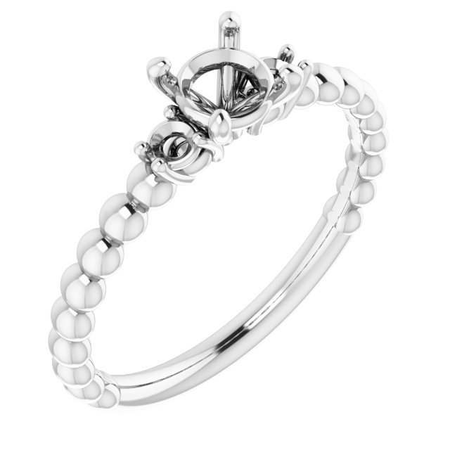 Three-Stone Beaded Engagement Ring