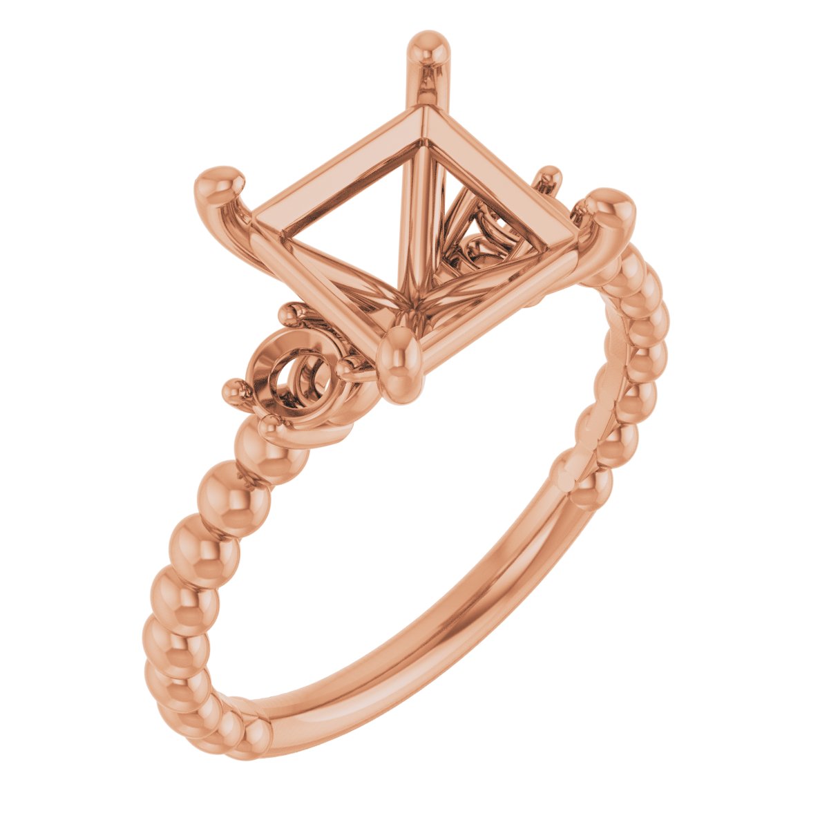 Three-Stone Beaded Engagement Ring