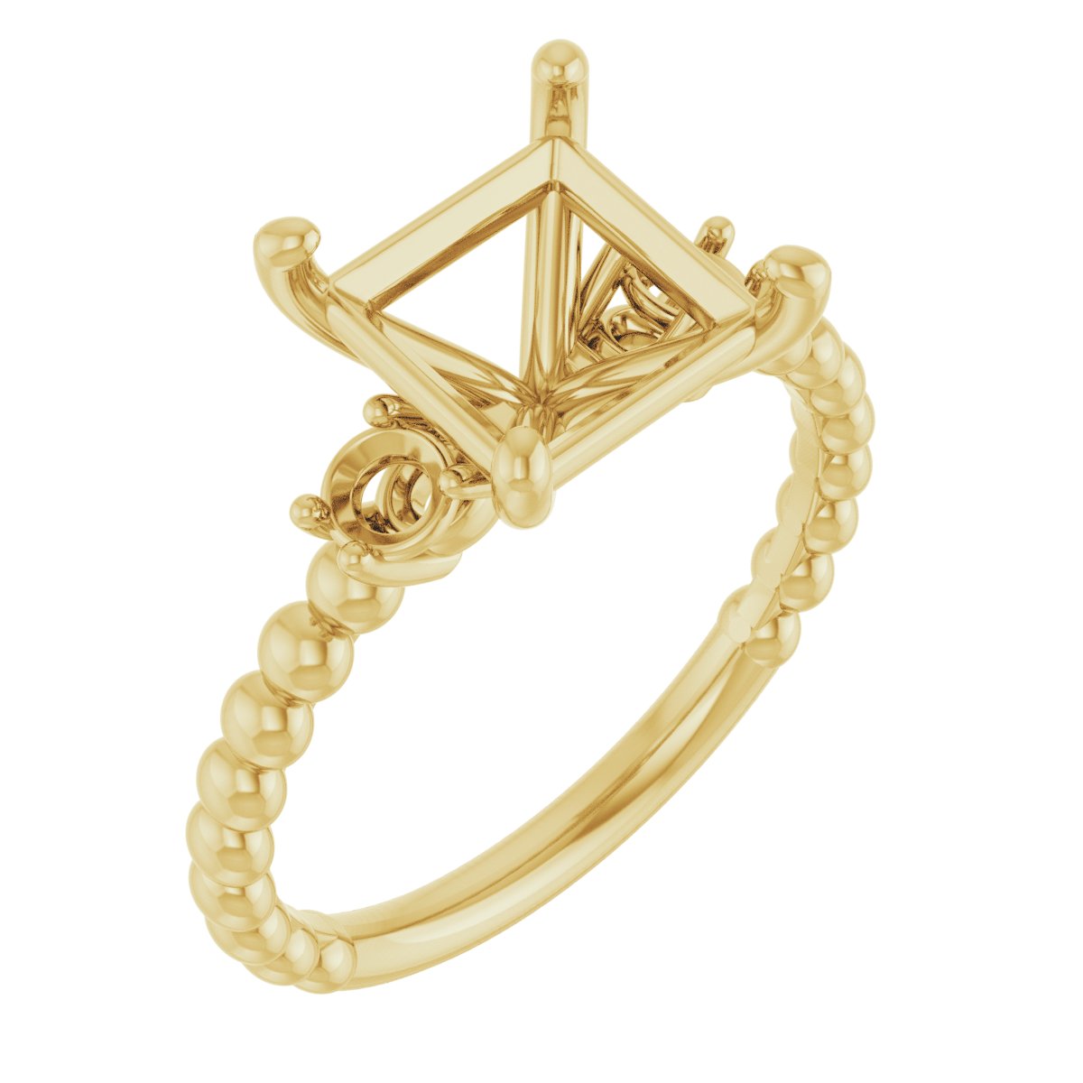 Three-Stone Beaded Engagement Ring