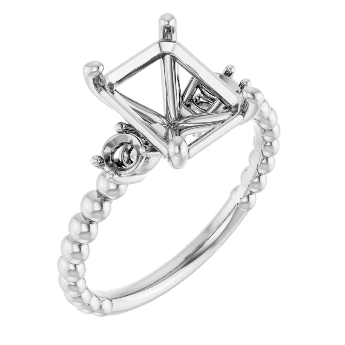 Three-Stone Beaded Engagement Ring