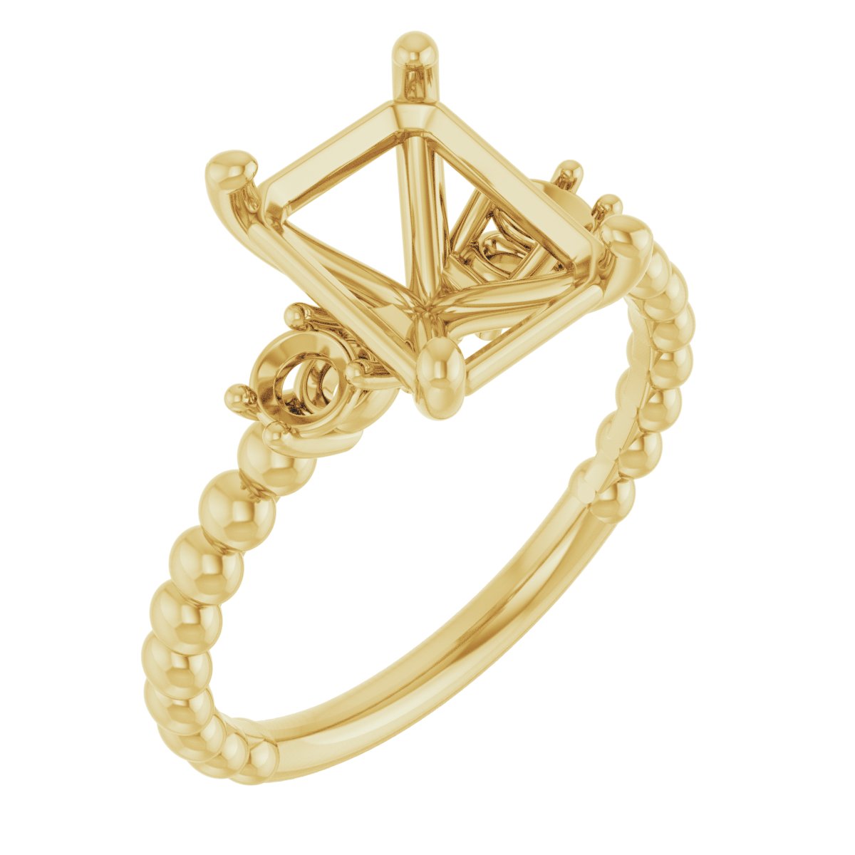 Three-Stone Beaded Engagement Ring