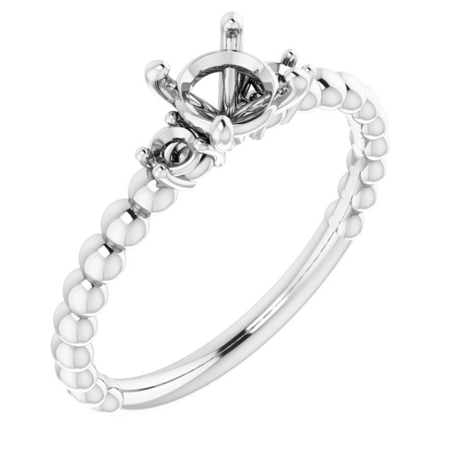 Three-Stone Beaded Engagement Ring