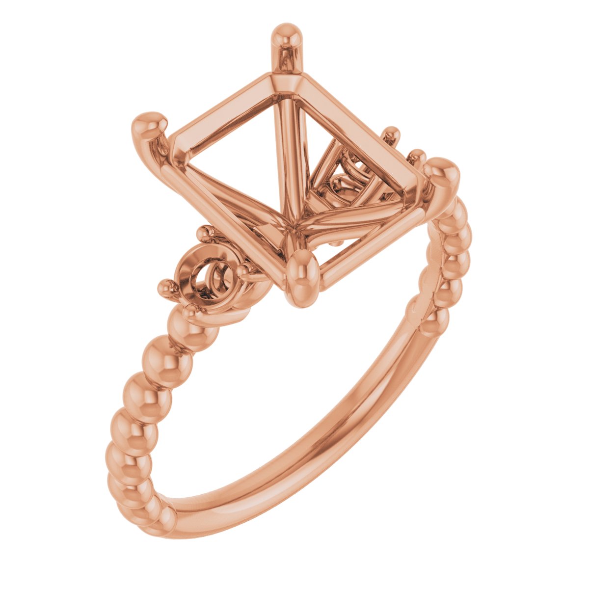 Three-Stone Beaded Engagement Ring