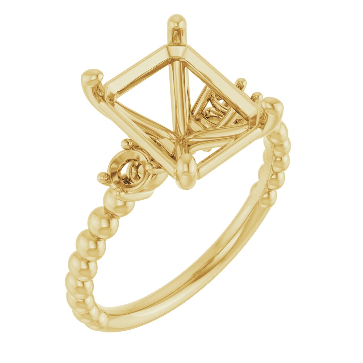Three-Stone Beaded Engagement Ring