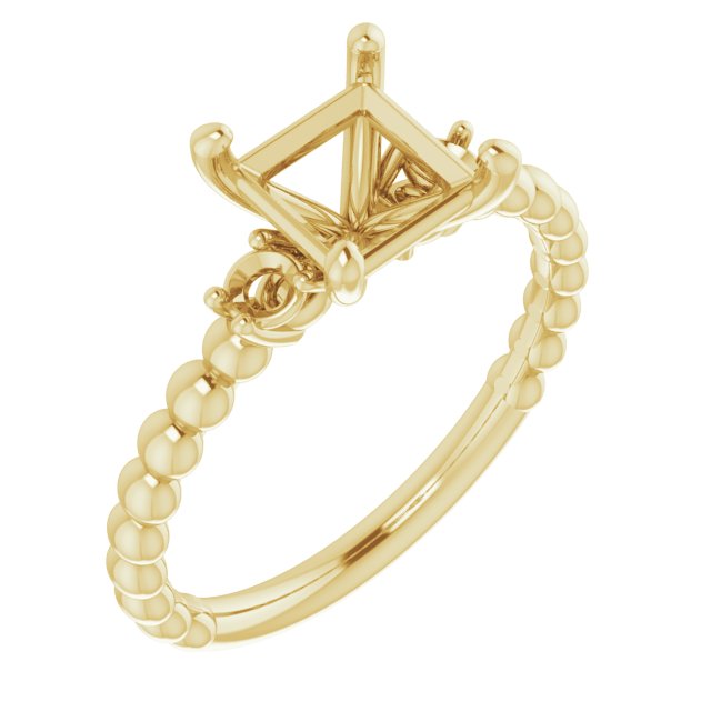 Three-Stone Beaded Engagement Ring
