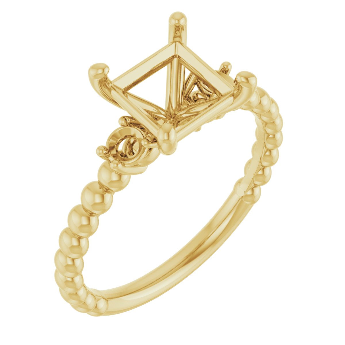 Three-Stone Beaded Engagement Ring