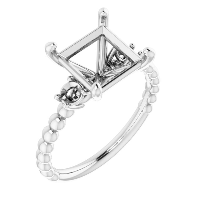 Three-Stone Beaded Engagement Ring