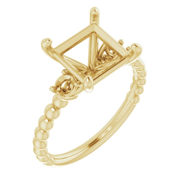 Three-Stone Beaded Engagement Ring