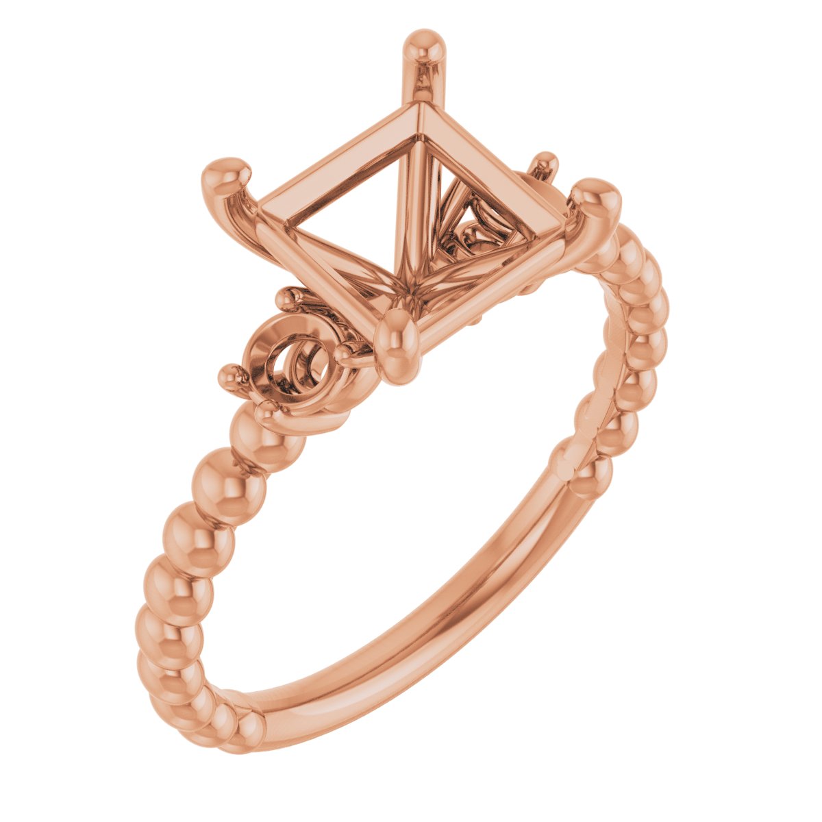 Three-Stone Beaded Engagement Ring