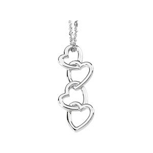 Sterling Silver Linked Hearts Pendant 