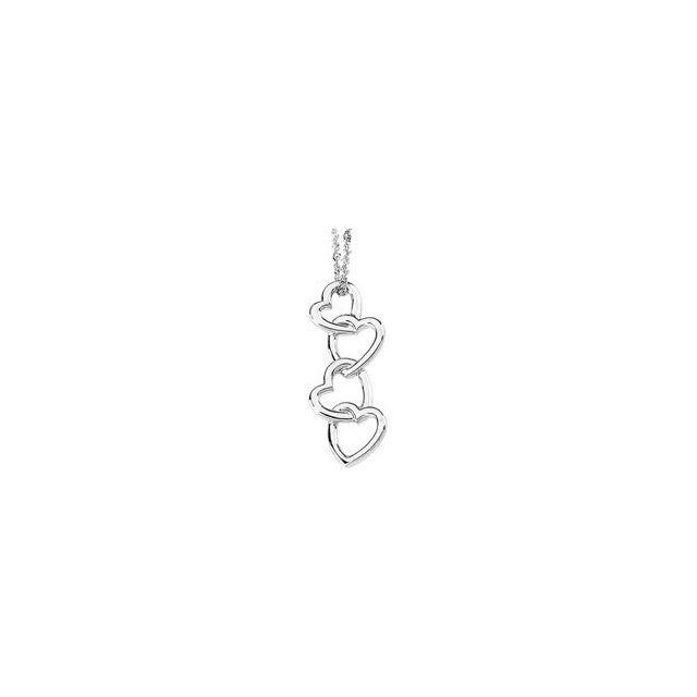 Sterling Silver Linked Hearts Pendant 
