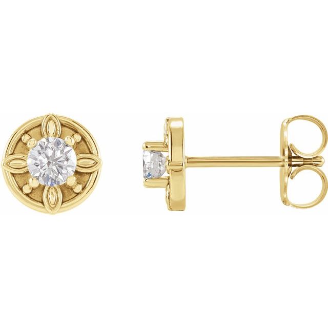 14K Yellow 1/5 CTW Natural Diamond Floral-Inspired Earrings