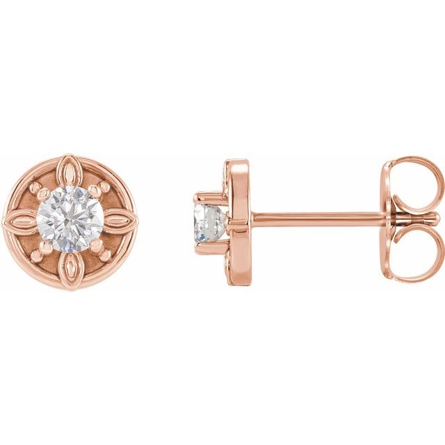 14K Rose 1/5 CTW Natural Diamond Floral-Inspired Earrings