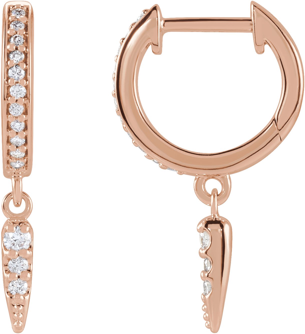 14K Rose 1/5 CTW Natural Diamond Hinged Hoop Spike Earrings