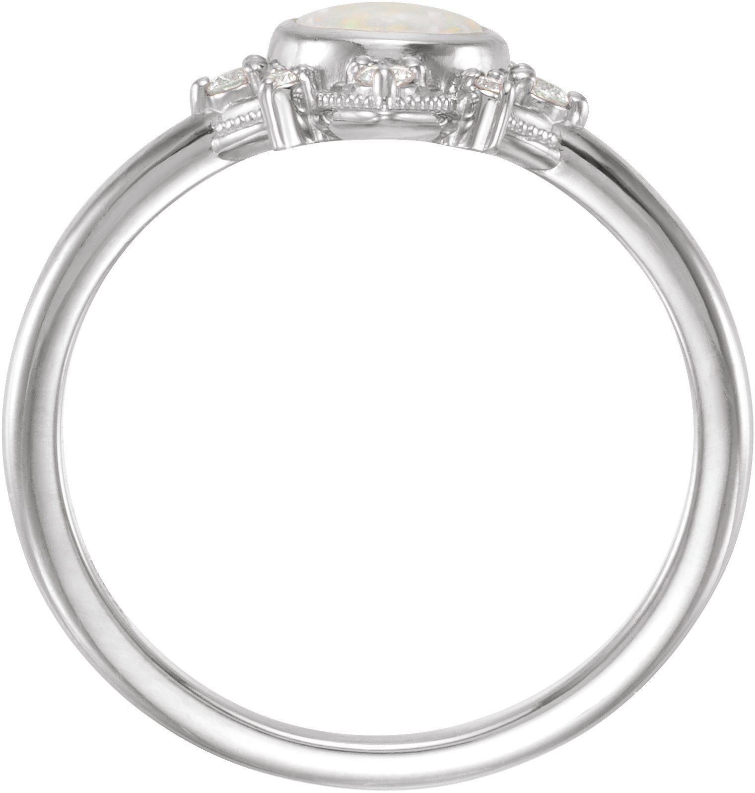 Natural White Opal & 1/10 CTW Natural Diamond Halo-Style Ring view 2