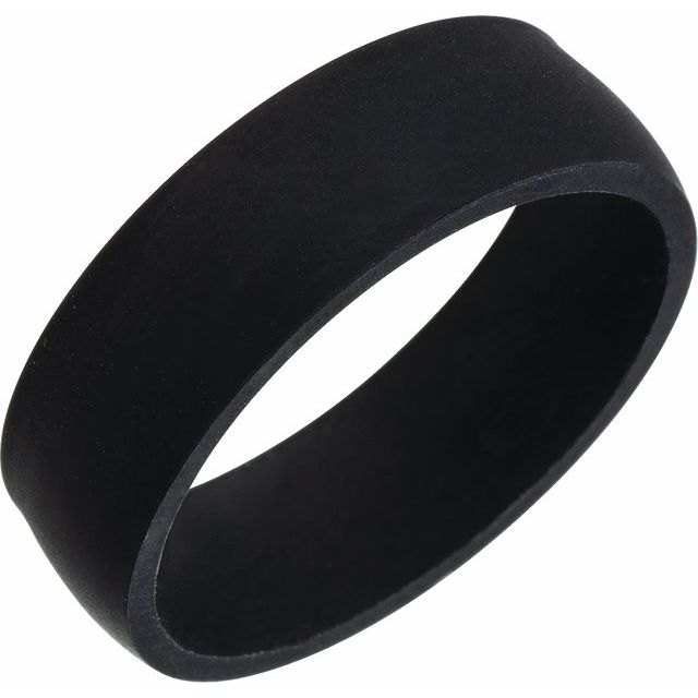 Black Silicone 7 mm Dome Comfort-Fit Band Size 8
