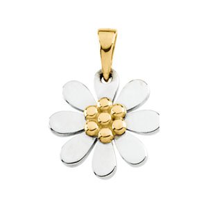 10K White & Yellow Floral-Inspired Pendant