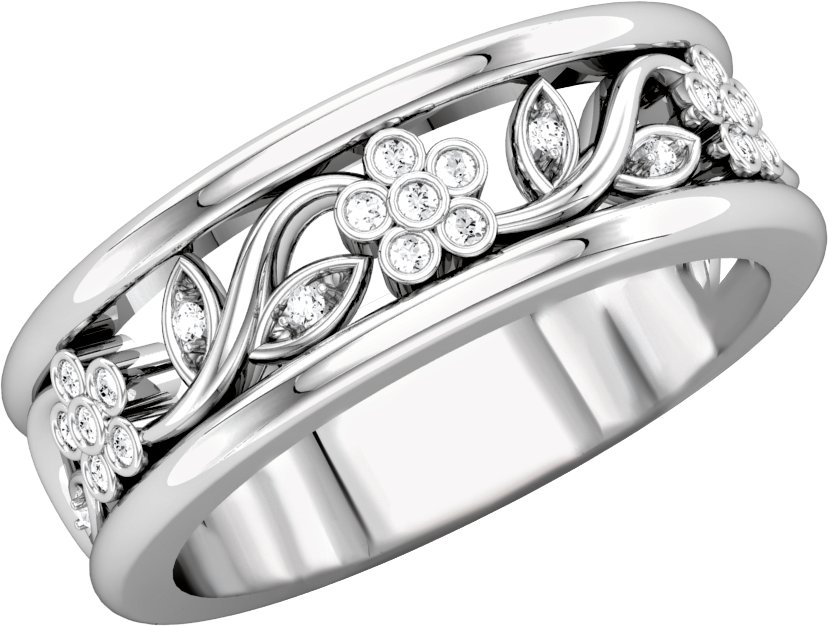 14K White .13 CTW Diamond Floral Inspired Anniversary Band Ref 3026113