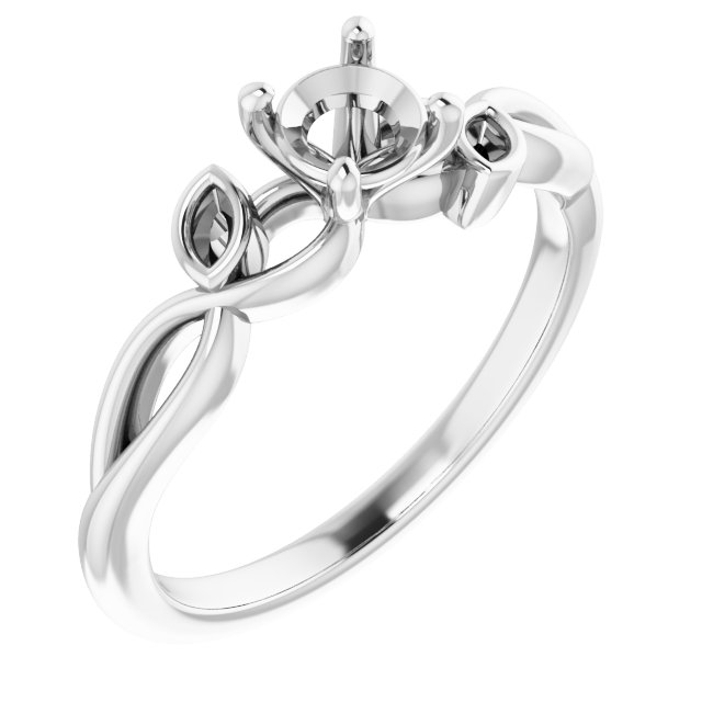 Accented Floral Engagement Ring