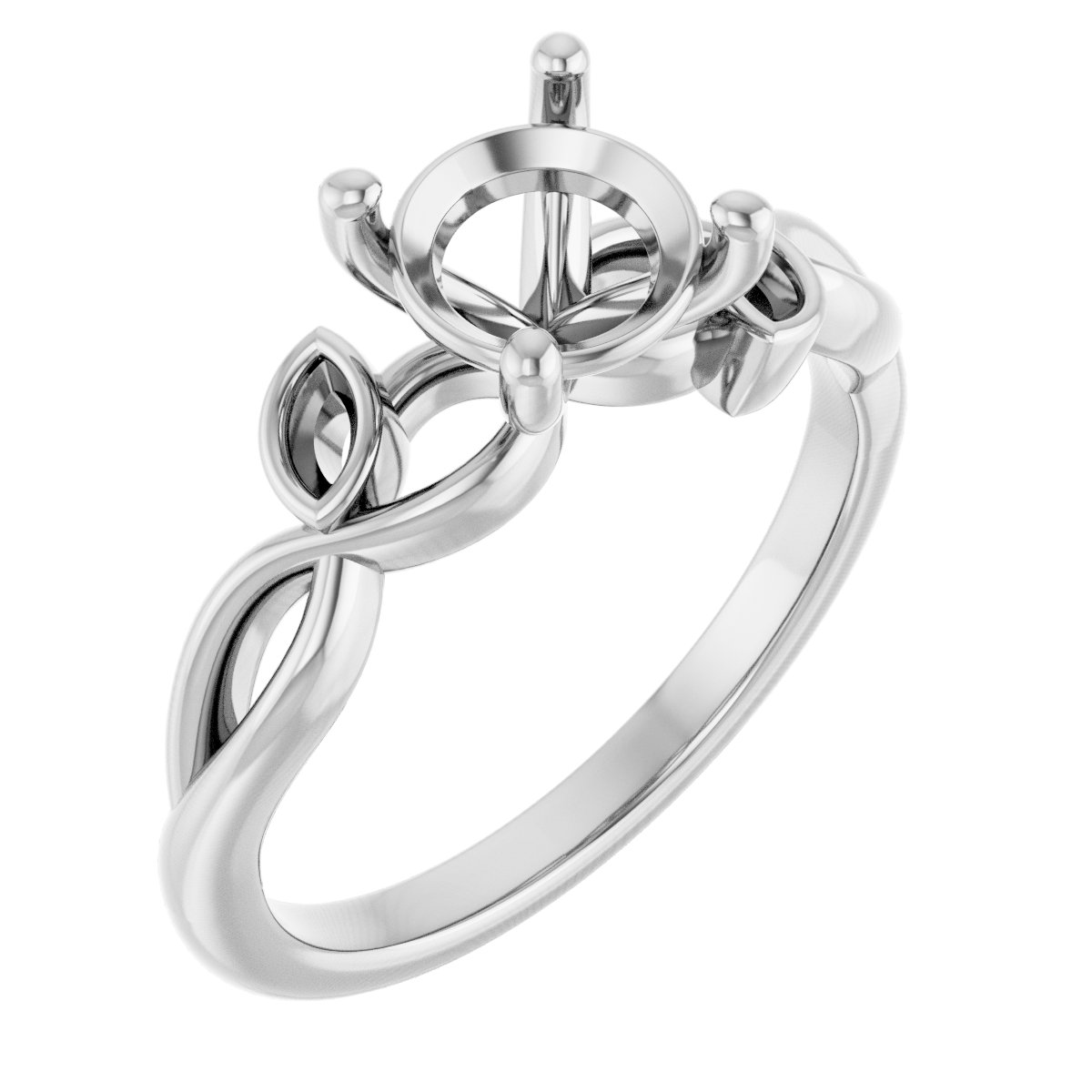 Accented Floral Engagement Ring