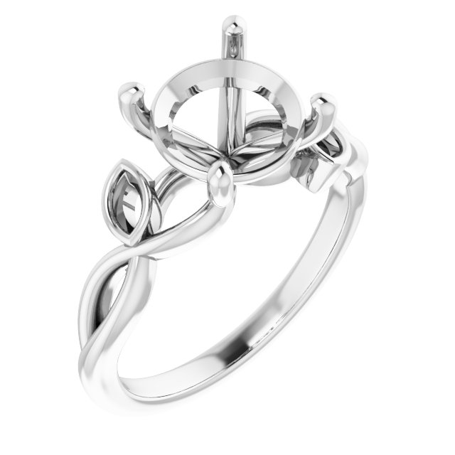 Accented Floral Engagement Ring