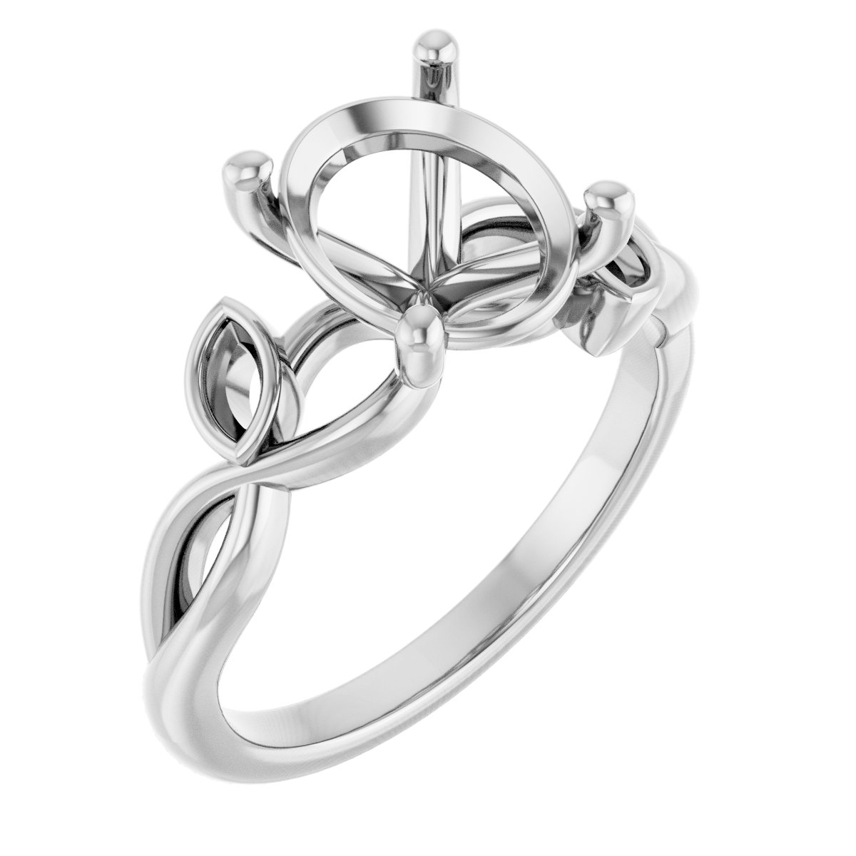 Accented Floral Engagement Ring