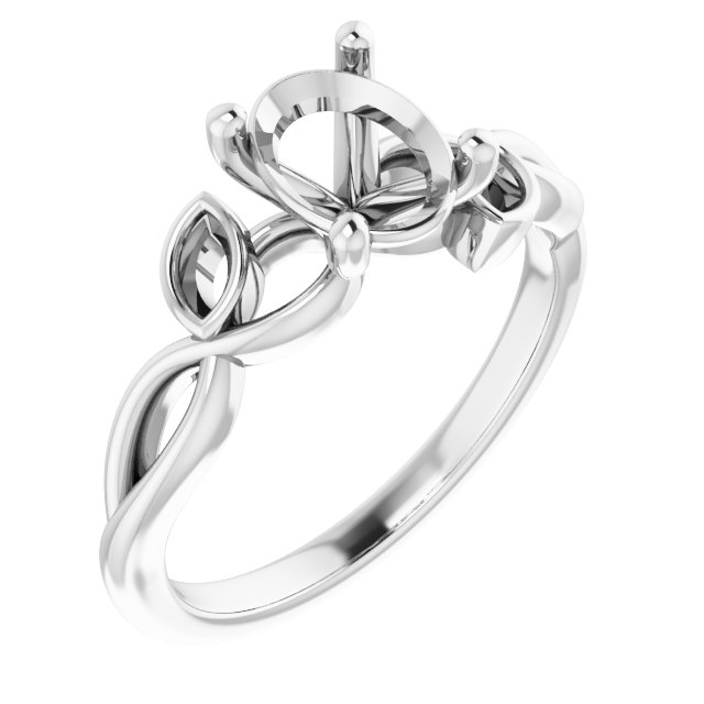 Accented Floral Engagement Ring