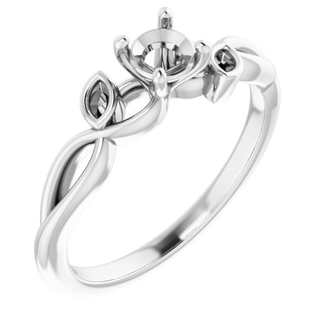 Accented Floral Engagement Ring