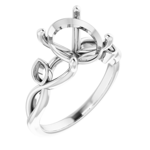 Accented Floral Engagement Ring