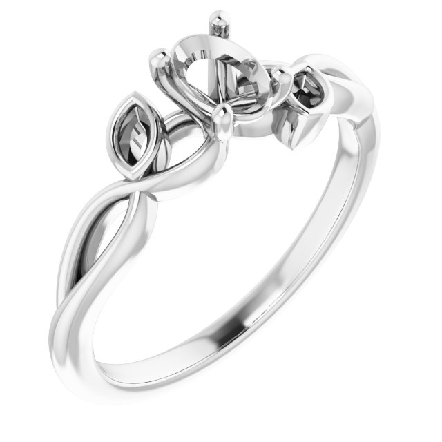 Accented Floral Engagement Ring
